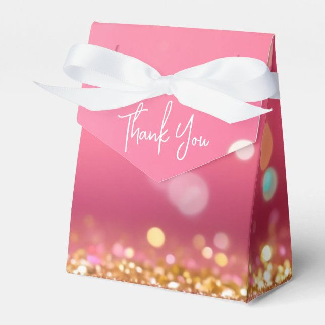 Glitter Glitter Dourado Rosa Doce - Obrigado Caixa (Frente)