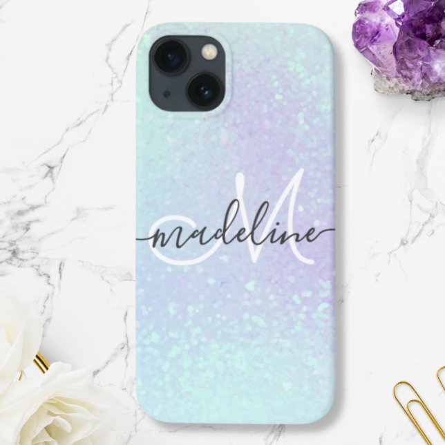 Glitter Holográfico De Pastel Iridescente Monogram (Criador carregado)