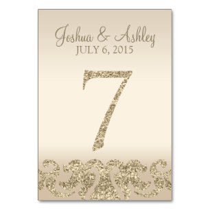 Glitter Look Wedding Table Number - Cartão de Mesa