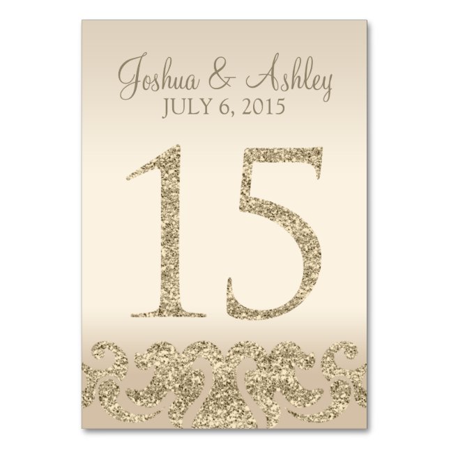 Glitter Look Wedding Table Number - Cartão de Mesa (Frente)