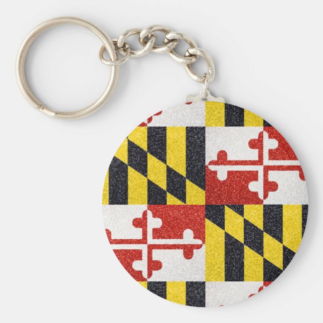 Glitter Maryland flag round chaveiro (Frente)