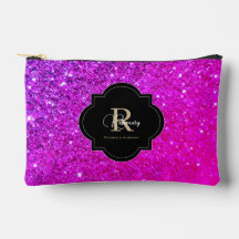 Glitter Monograma de Nome Ombre Rosa Quente Roxo