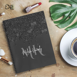 Glitter Negra Menino Chic Coloca Monograma Com Nom