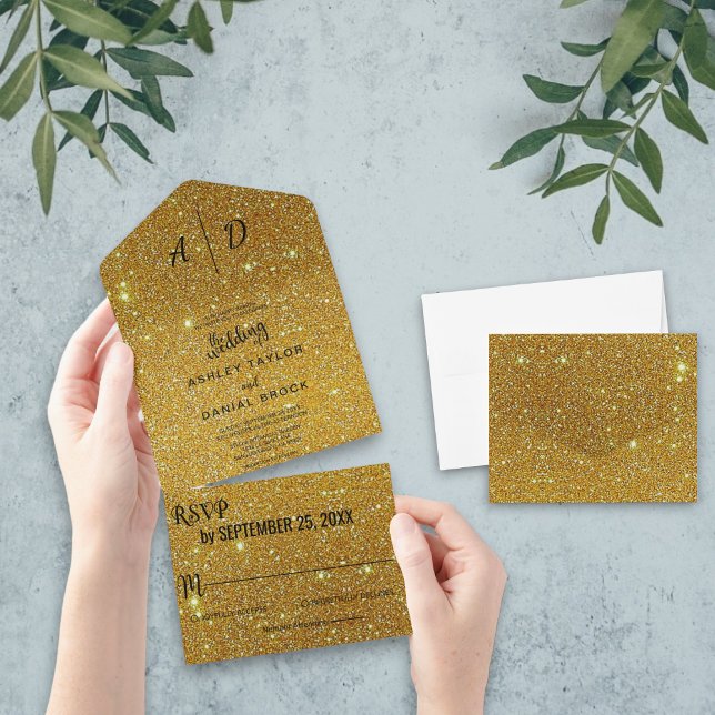 Glitter ouro de ouro chic elegante (Criador carregado)