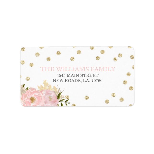 Glitter Peony Etiquetas de casamento (Frente)