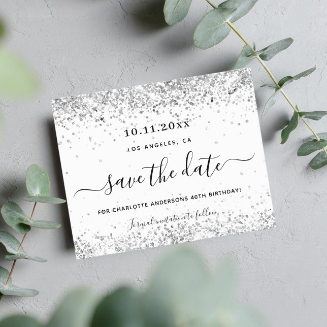 Glitter prata branco de aniversário de orçamento s (Criador carregado)