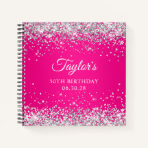 Glitter prateado, cor-de-rosa quente, 50.o Anivers