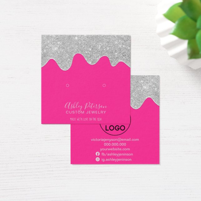 Glitter prateado pingos rosa pincéis mostra (Mesa)