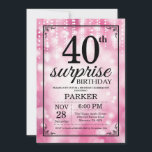 Glitter Rosa de Convite para aniversário de 40 ano<br><div class="desc">Surpreenda o aniversário de 40 anos Invitation com luzes cor-de-rosa com fundo brilhante cor-de-rosa. Aniversário Rosa. Aniversário Adulto. Homens ou Mulheres no Dia Convidam. 13 15 16º 18º 20 21rua 30 40º 50º 60º 80 de 70 100º, qualquer idade. Para mais personalização, clique no botão "Personalizar" e use nossa ferramenta...</div>