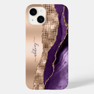 Glitter Rosa Dourado Agate Roxo Marble