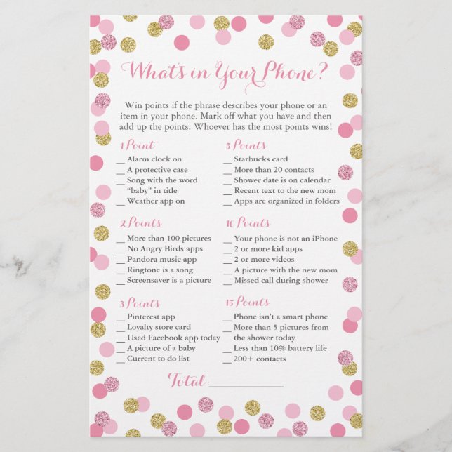 Glitter rosa e Dourado O que há no seu jogo telefô (Frente)