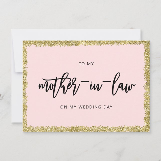 Glitter rosa e Dourado para a minha mãe no cartão (Frente)