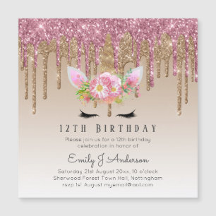 Glitter Rosa UNICORN 12 cor-de-rosa Dourada Bday