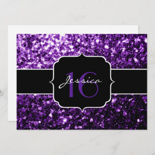 Glitter roxo brilha doce 16 Convite