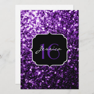 Glitter roxo brilha doce 16 Convite