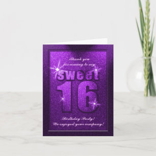 Glitter Roxo Doce 16 Aniversário Cartões de agrade