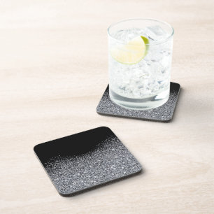 Glitter Silver Elegante em Preto. Porta-copos