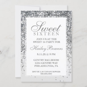 Glitter Silver Fab Doce Dezesseis Convite