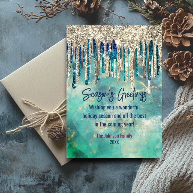 Glitter verde-chic drena Natal ano novo (Criador carregado)