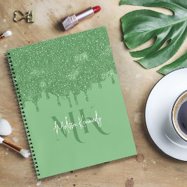 Glitter Verde Girly Chic Coloca Monograma Com Nome