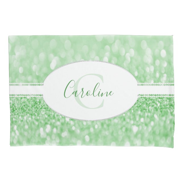 Glitter Verde Personalizar Caso do Travesseiro (Frente)