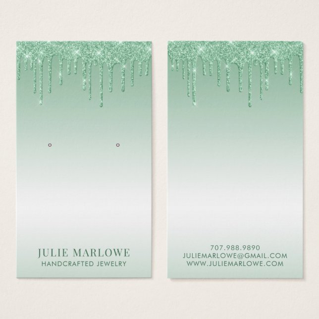 Glitter Verde Rosa Elegante Coloca o Ouvido Metáli (Frente & Verso)