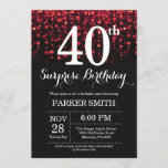 Glitter Vermelho de Convite para aniversário de 40<br><div class="desc">Surpresa aniversário de 40 anos Invitation com luzes de cordas vermelhas com fundo vermelho brilhante. Aniversário Vermelho. Aniversário Adulto. Homens ou Mulheres no Dia Convidam. 13 15 16º 18º 20 21rua 30 40º 50º 60º 80 de 70 100º, qualquer idade. Para mais personalização, clique no botão "Personalizar" e use nossa...</div>