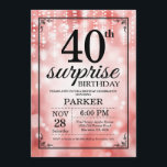 Glitter Vermelho de Convite para aniversário de 40<br><div class="desc">Convite para aniversário de 40 anos surpresa com luzes de cordas vermelhas com fundo brilhante vermelho. Aniversário Vermelho. Aniversário Adulto. Homens ou Mulheres no Dia Convidam. 13 15 16º 18º 20 21 rua 30 40º 50º 80 de 60º 70 de 100º, qualquer idade. Para mais personalização, clique no botão "Personalizar"...</div>