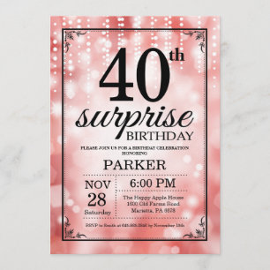 Glitter Vermelho de Convite para aniversário de 40