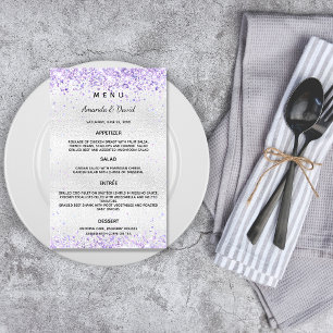 Glitter violeta roxa prateada do Menu Casamento