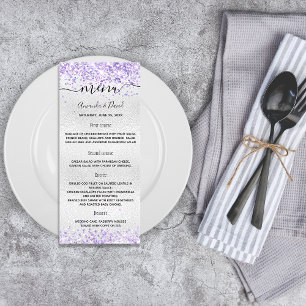 Glitter violeta roxa prateada do Menu Casamento
