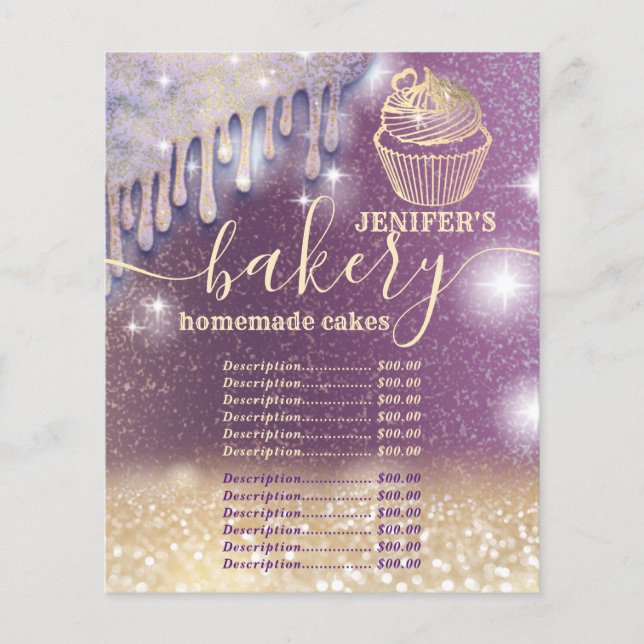 Glittery goteja a padaria de script do cupcake che (Frente)