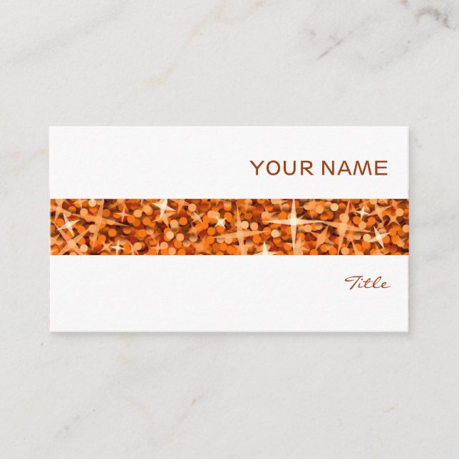 Glitz cartão de visita branco de faixa laranja (Frente)