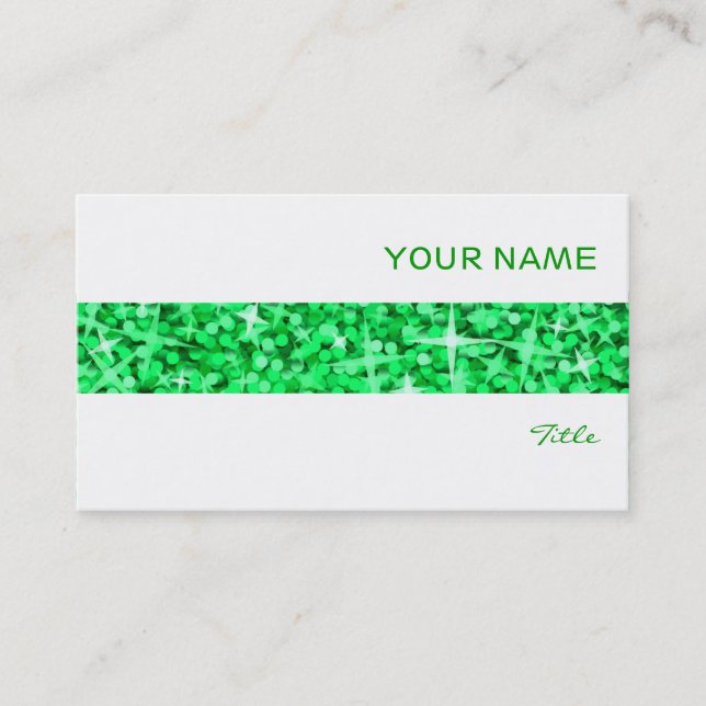 Glitz cartão de visita branco de faixa verde (Frente)