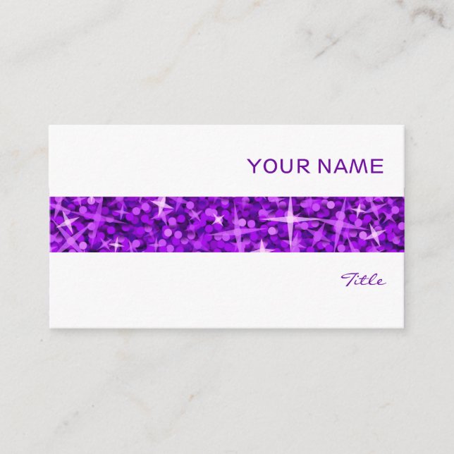 Glitz cartão de visita branco de stripe púrpura (Frente)
