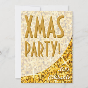 Glitz "Dourado" curva "Xmas Party!" convite