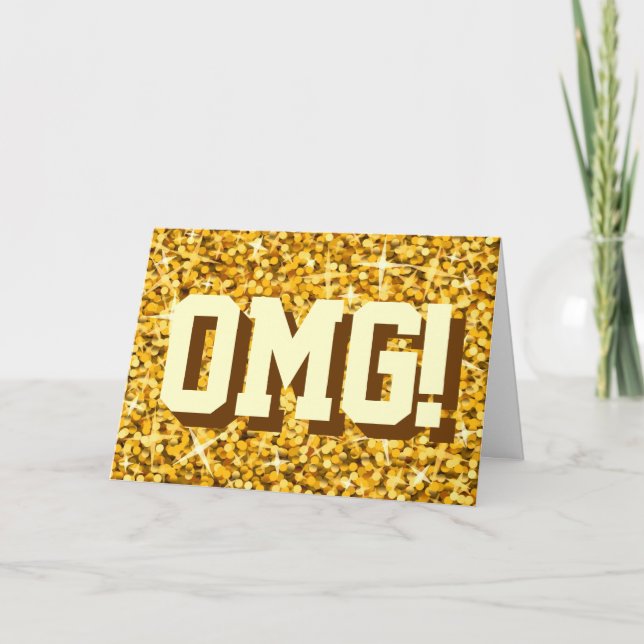 Glitz "Dourado" 'OMG!' Feliz cartão de saudações d (Frente)