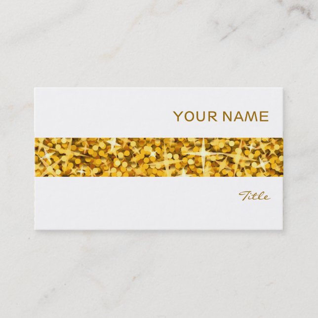Glitz "Dourado" stripe cartão de visita branco (Frente)