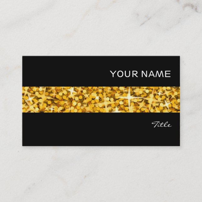 Glitz "Dourado" stripe cartão de visita preto (Frente)
