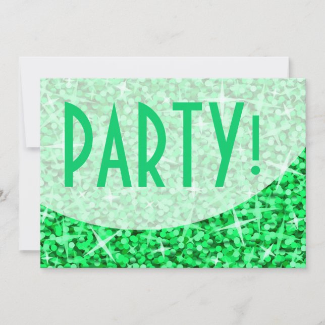 Glitz Green Curva 'Party!' convite (Frente)