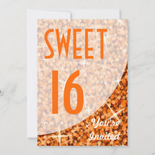 Glitz Laranja curva "Sweet 16" convite