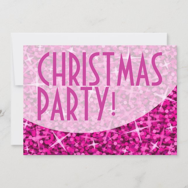 Glitz Pink Curva 'Festa de Natal' convite (Frente)