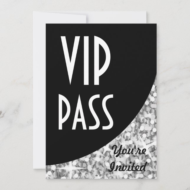 Glitz "Prata" convite de curva "VIP Pass" (Frente)