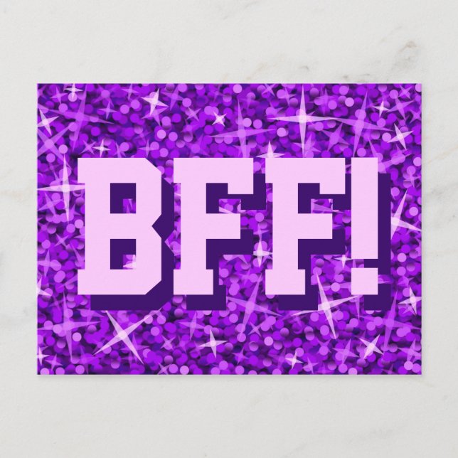 Glitz Purple 'BFF!' cartão postal (Frente)