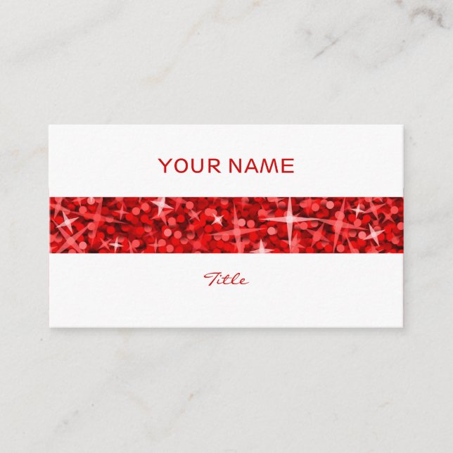 Glitz Red stripe cartão de visita branco para trás (Frente)