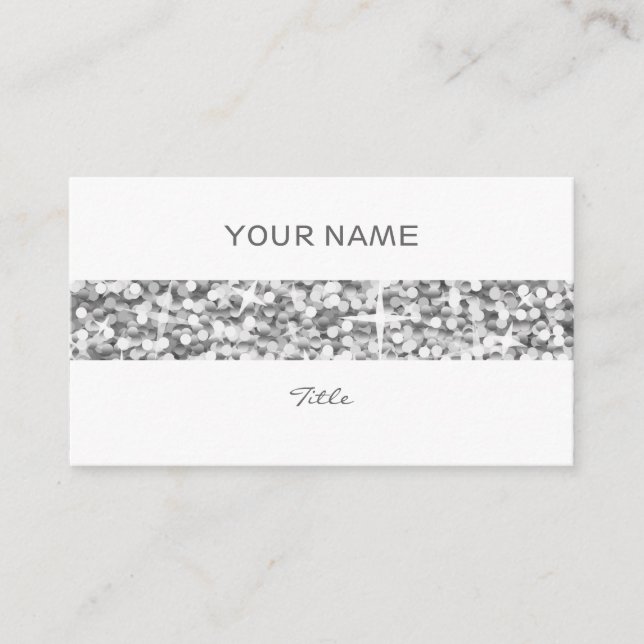 Glitz "Silver" stripe cartão de visita branco para (Frente)