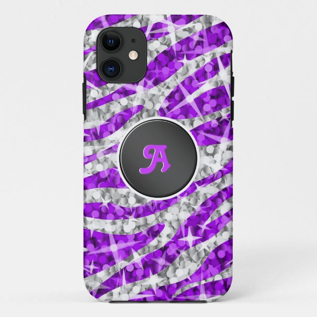 Glitz Zebra capas de iphone roxa (Verso)