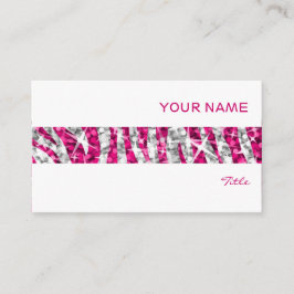 Glitz Zebra - cartão de visita branco de faixa ros
