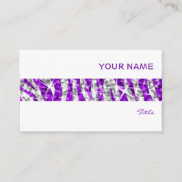 Glitz Zebra cartão de visita branco de stripe púrp
