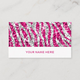 Glitz Zebra, cor-de-rosa, cartão de visita branco